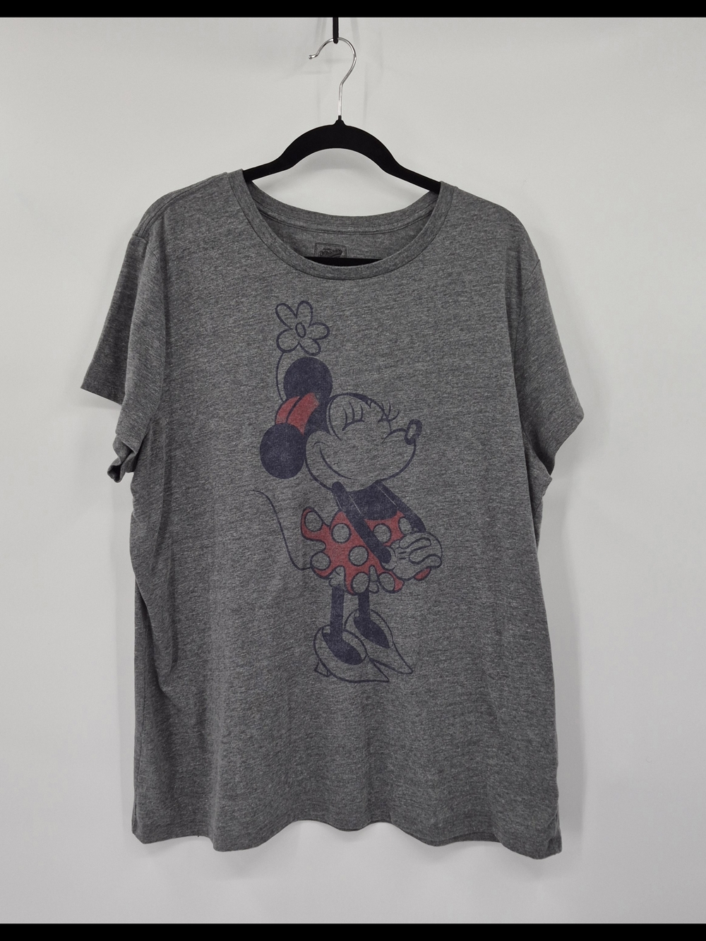 Old Navy Women's Top XXL Minnie Mouse Crew Neck Stretch Red Polka Grey
